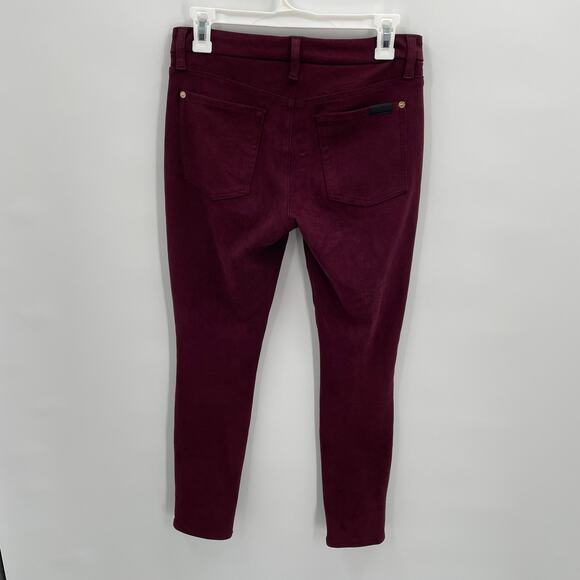 7 FOR ALL MANKIND Maroon Crushed Velvet Skinny Jeans // 27 - Picture 5 of 8